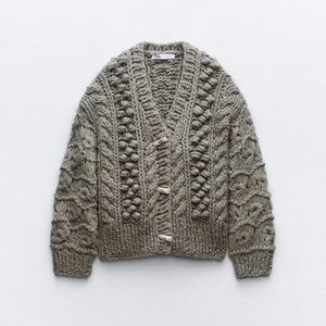 NWT ZARA STRUCTURED KNIT CARDIGAN S, M 3920